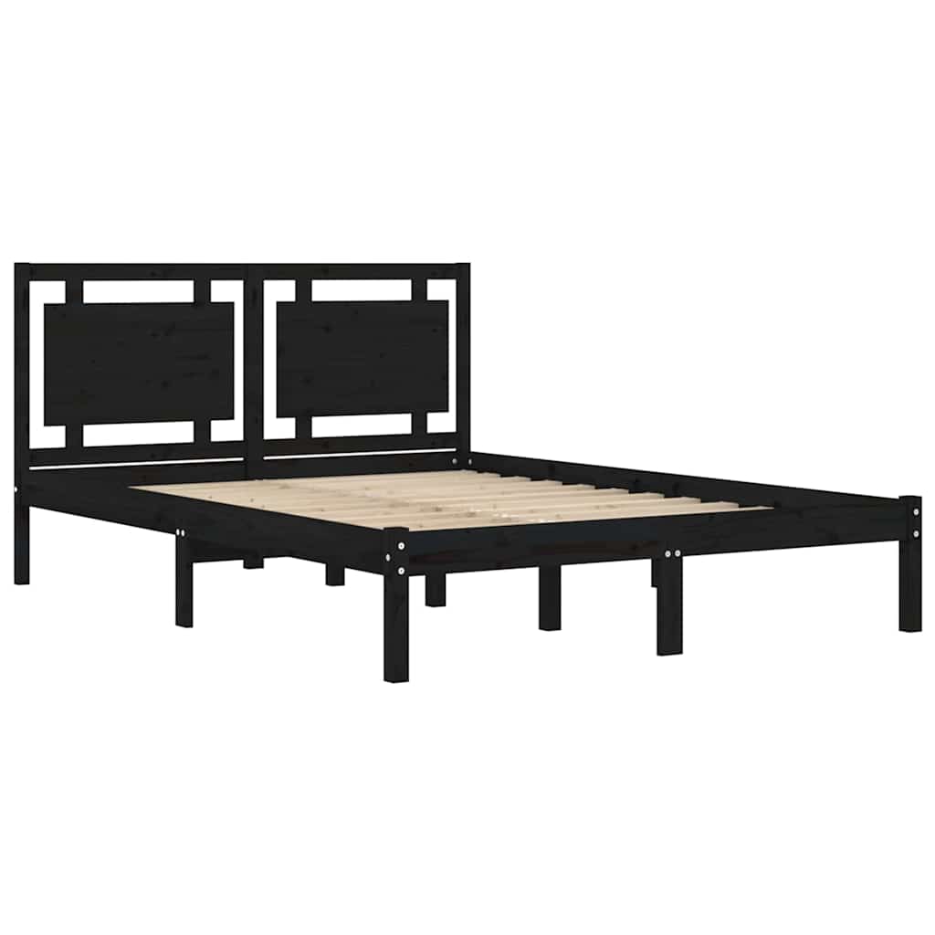 Okvir za krevet od masivne borovine crni 200 x 200 cm