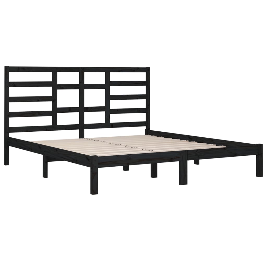 Okvir za krevet od masivne borovine crni 200 x 200 cm