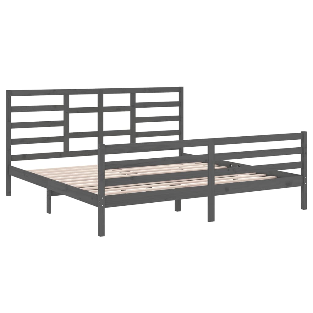 Okvir za krevet od masivne borovine sivi 200 x 200 cm