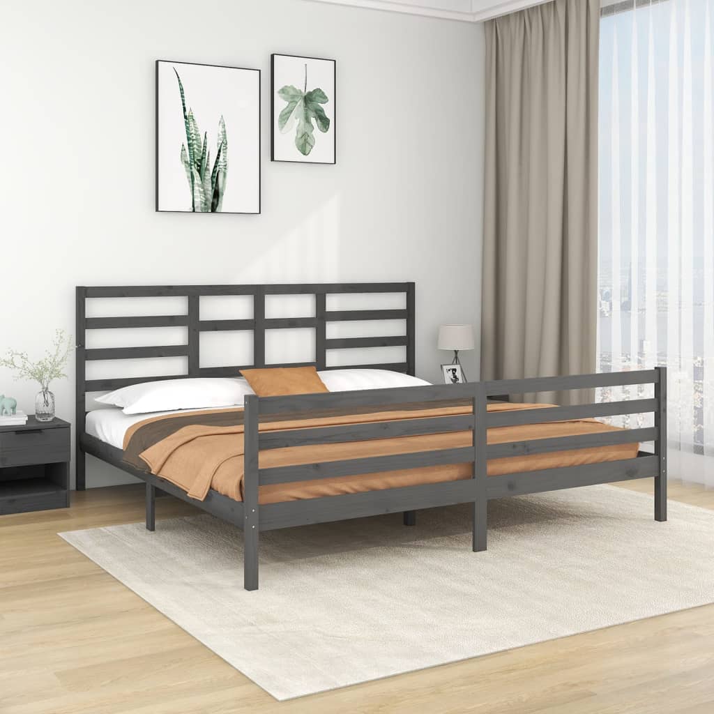 Okvir za krevet od masivne borovine sivi 200 x 200 cm
