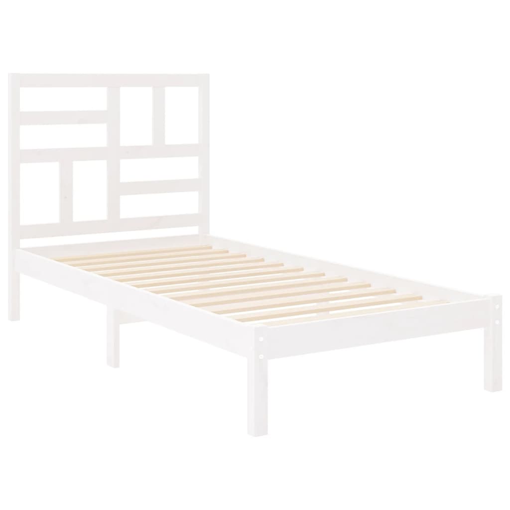 Okvir za krevet od masivnog drva bijeli 75 x 190 cm mali