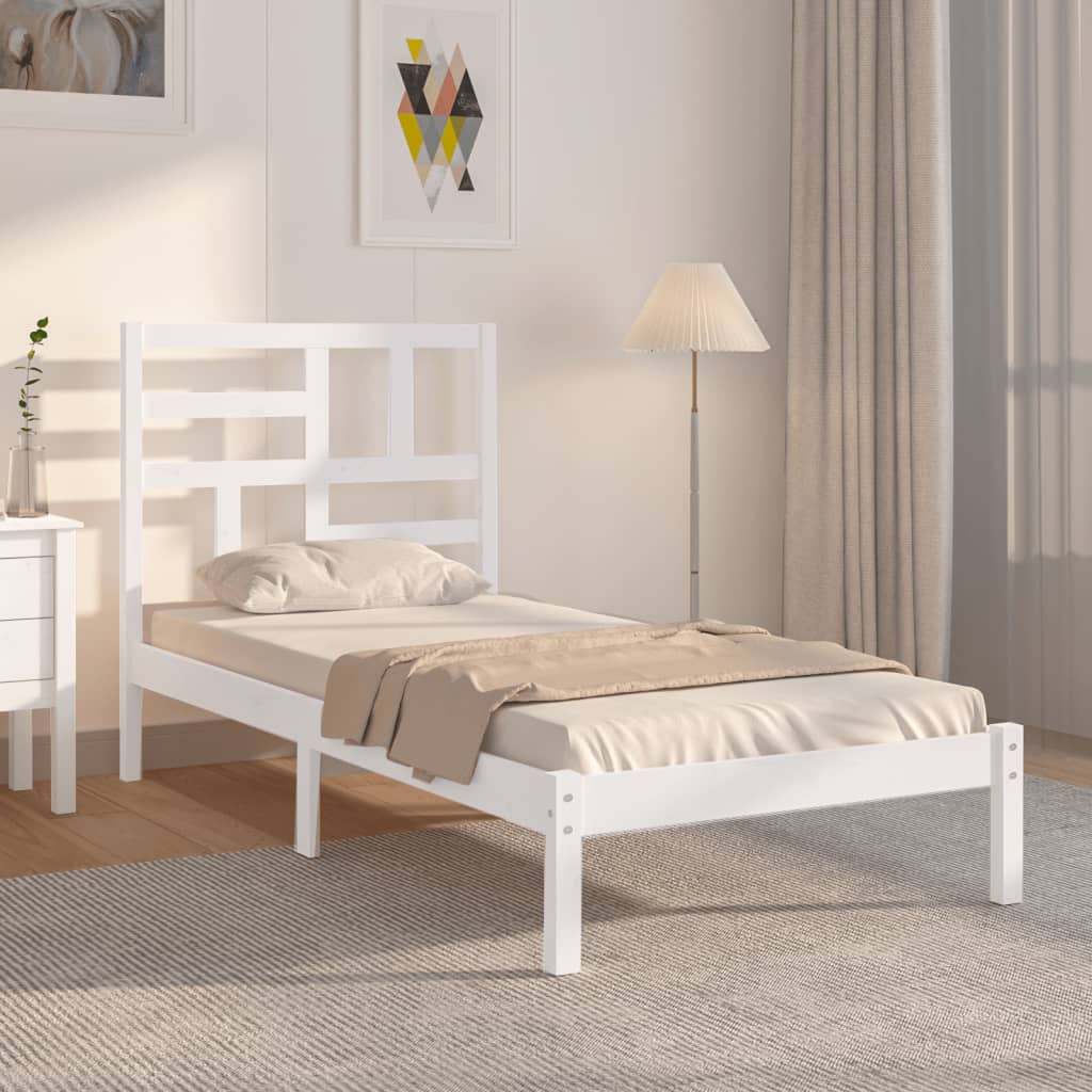 Okvir za krevet od masivnog drva bijeli 100 x 200 cm