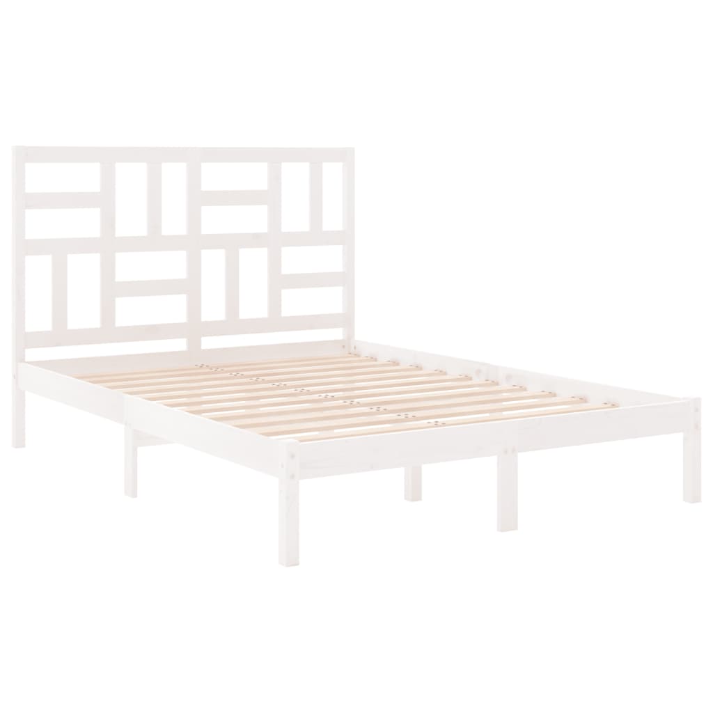 Okvir za krevet od masivne borovine bijeli 150 x 200 cm king