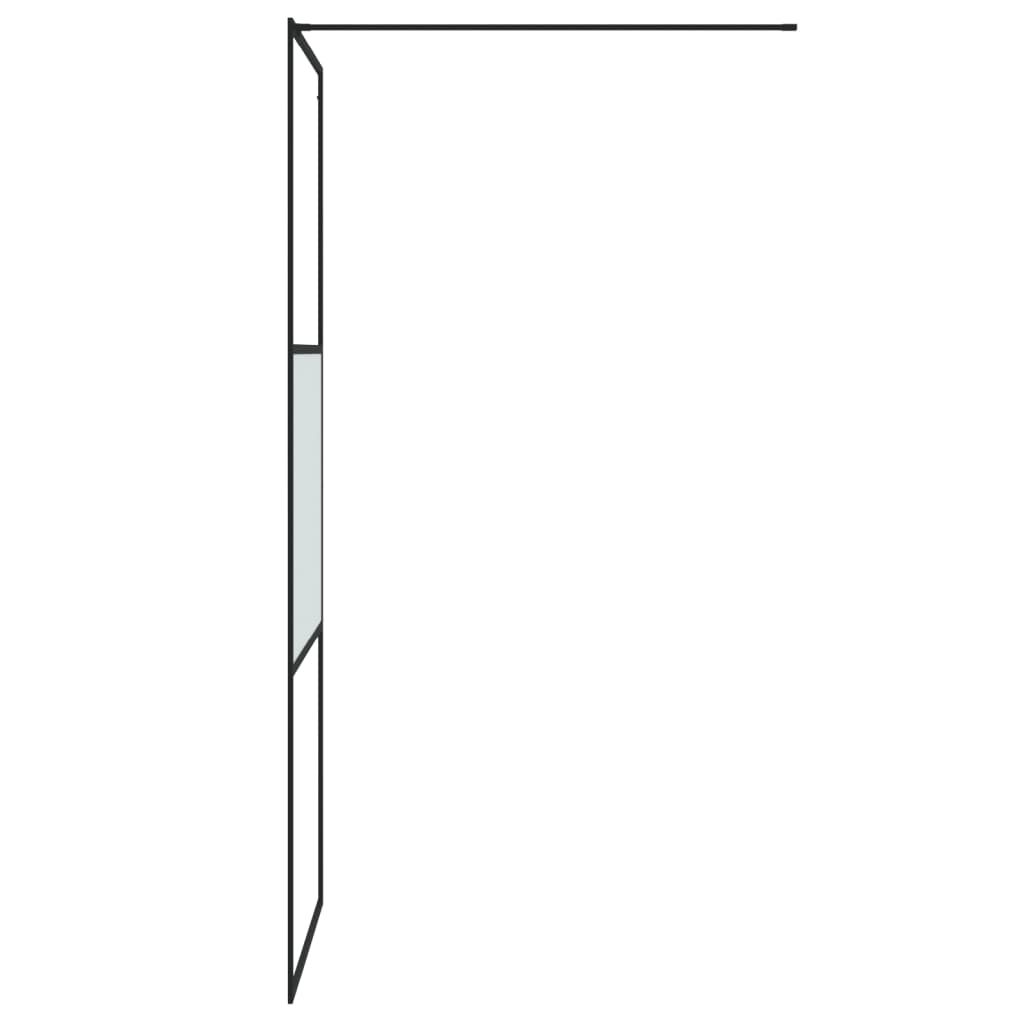 Pregrada za tuš crna 80 x 195 cm s napola mutnim staklom ESG