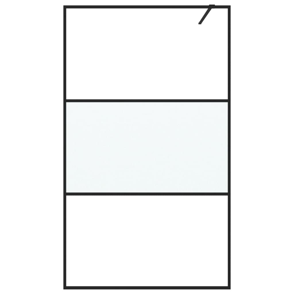 Pregrada za tuš crna 115 x 195 cm s napola mutnim staklom ESG