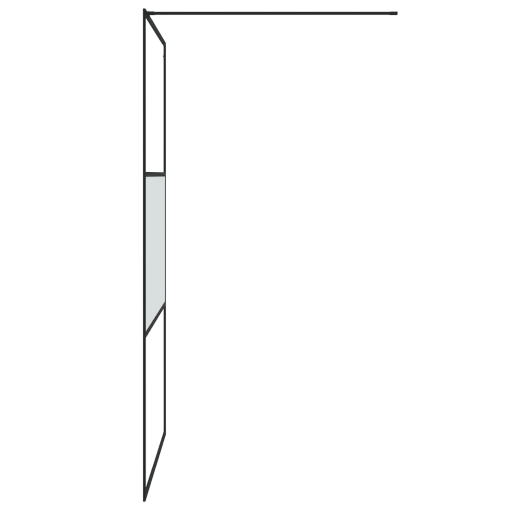 Pregrada za tuš crna 115 x 195 cm s napola mutnim staklom ESG