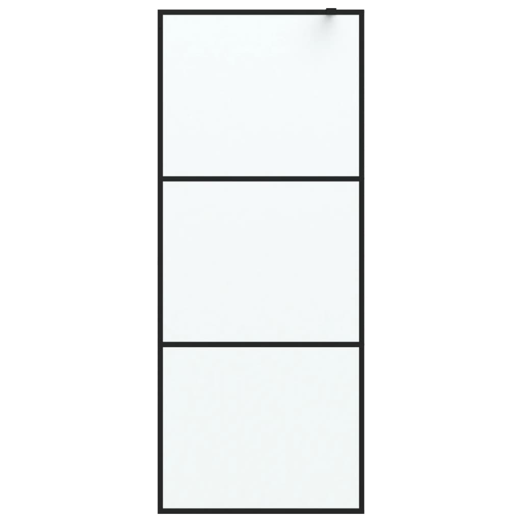 Pregrada za tuš crna 80 x 195 cm s mutnim staklom ESG