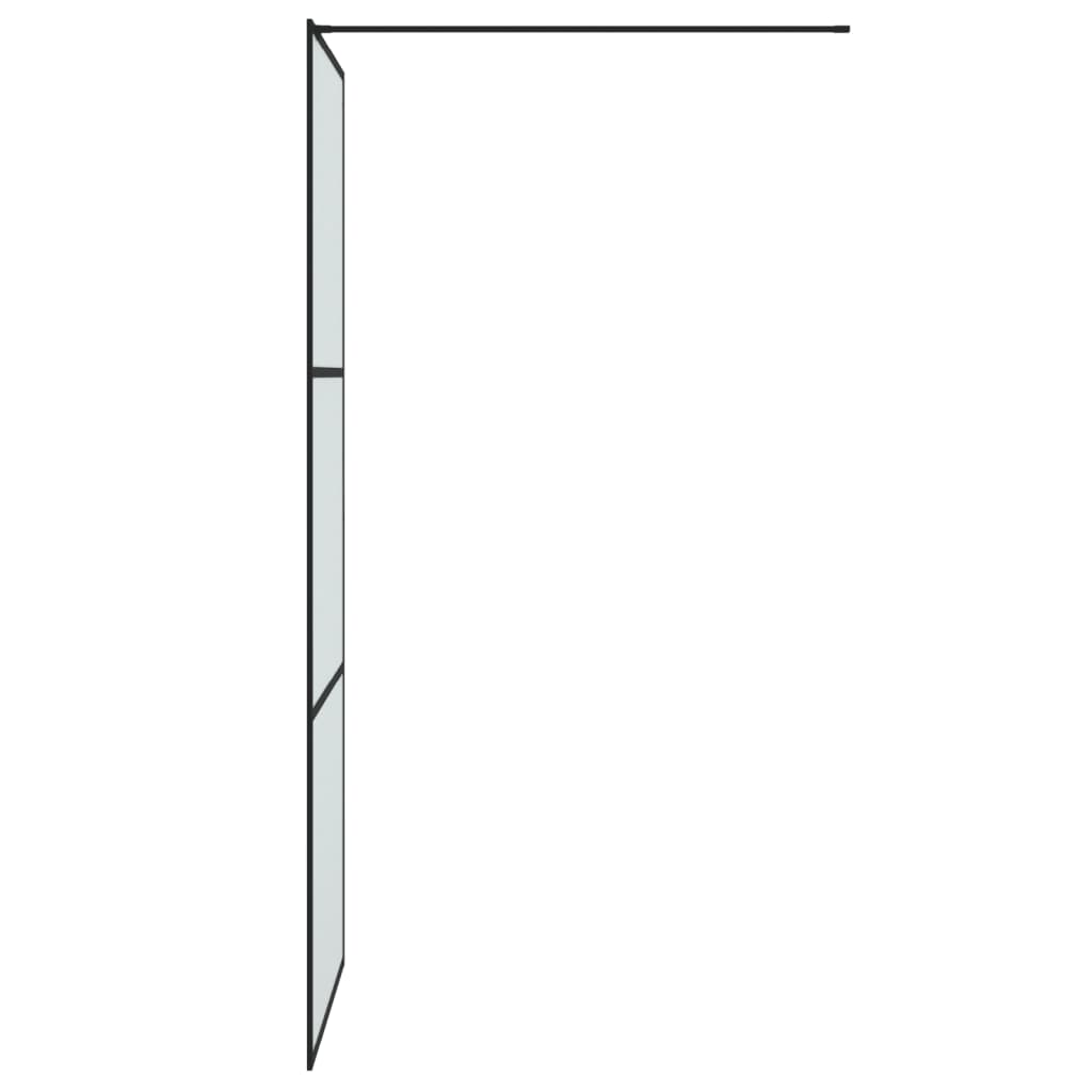 Pregrada za tuš crna 80 x 195 cm s mutnim staklom ESG