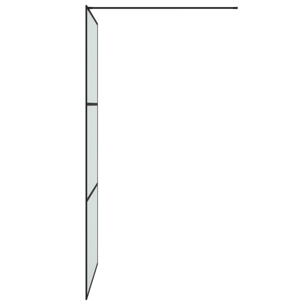 Pregrada za tuš crna 100 x 195 cm s mutnim staklom ESG