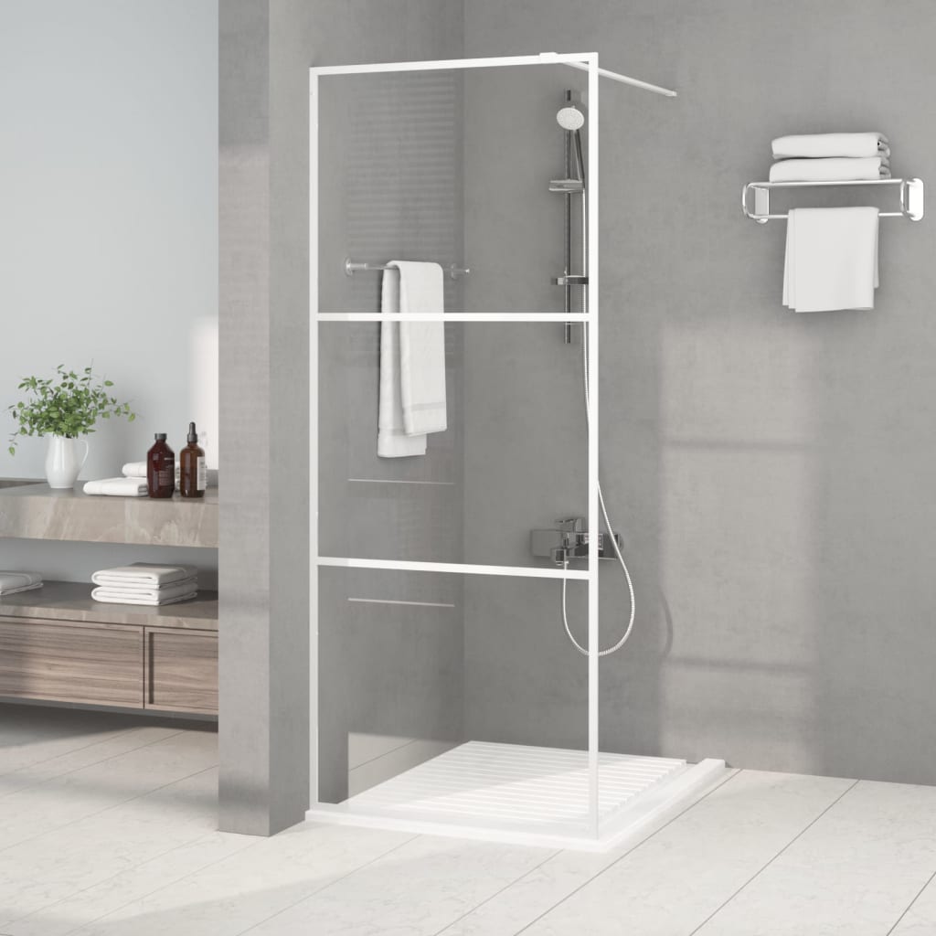 Pregrada za tuš bijela 80 x 195 cm s prozirnim staklom ESG