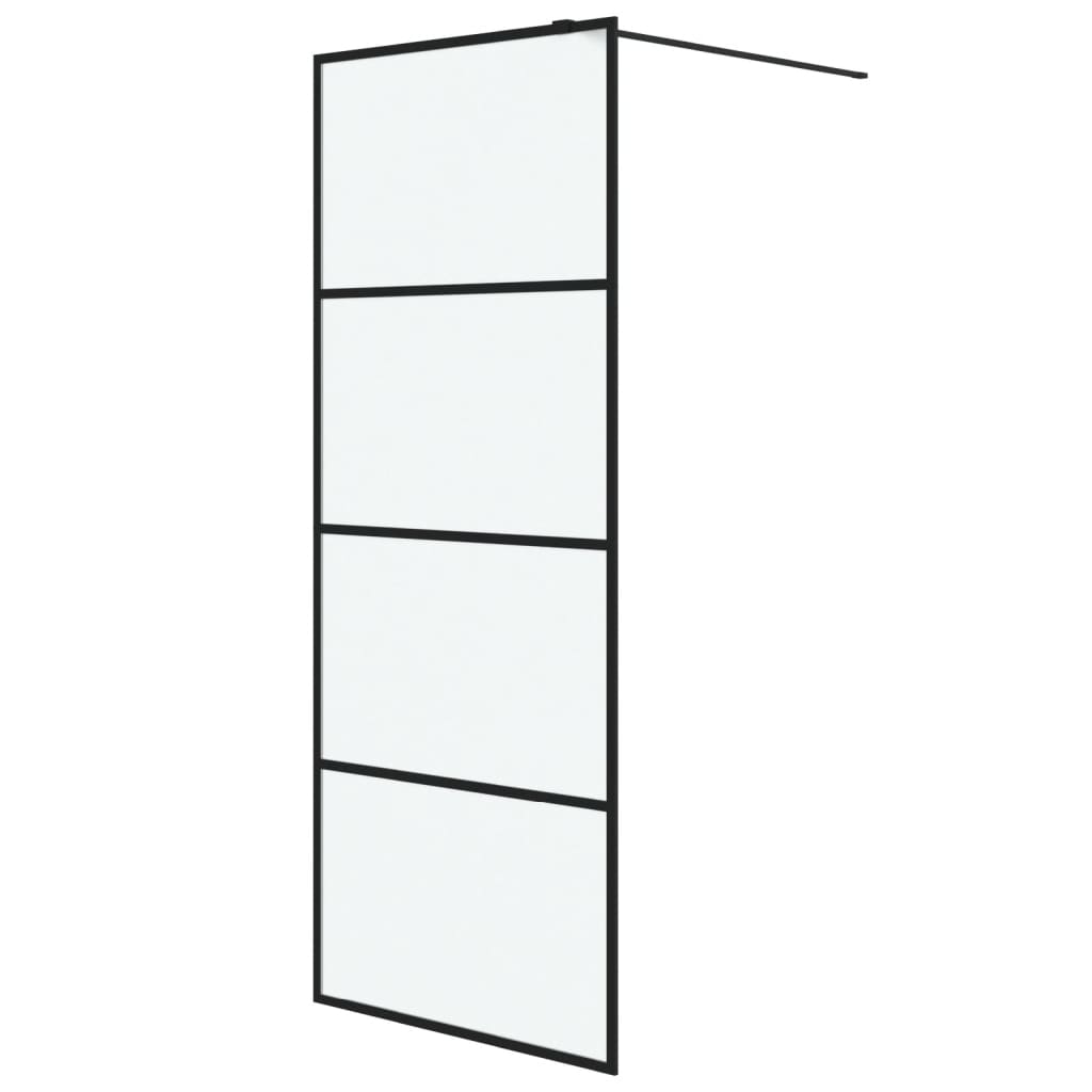 Pregrada za tuš crna 80 x 195 cm s mutnim staklom ESG
