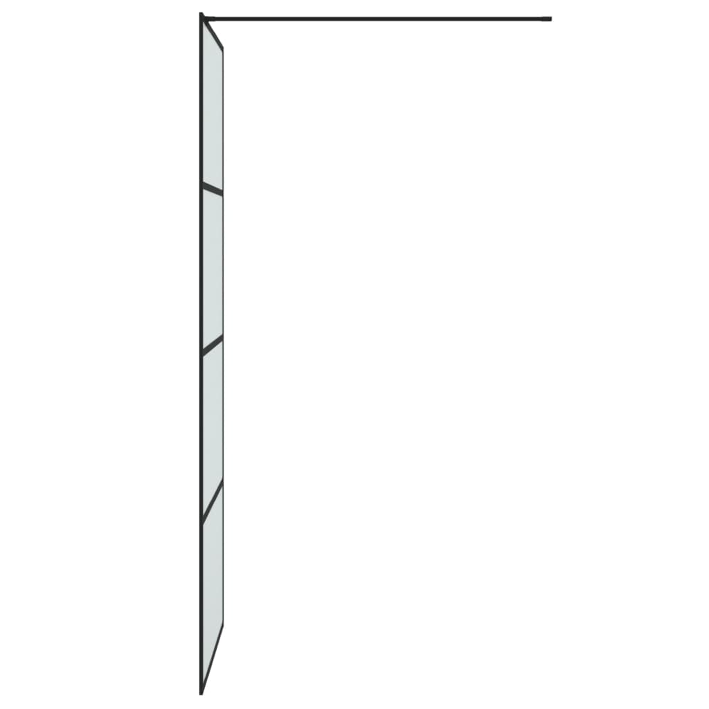 Pregrada za tuš crna 80 x 195 cm s mutnim staklom ESG