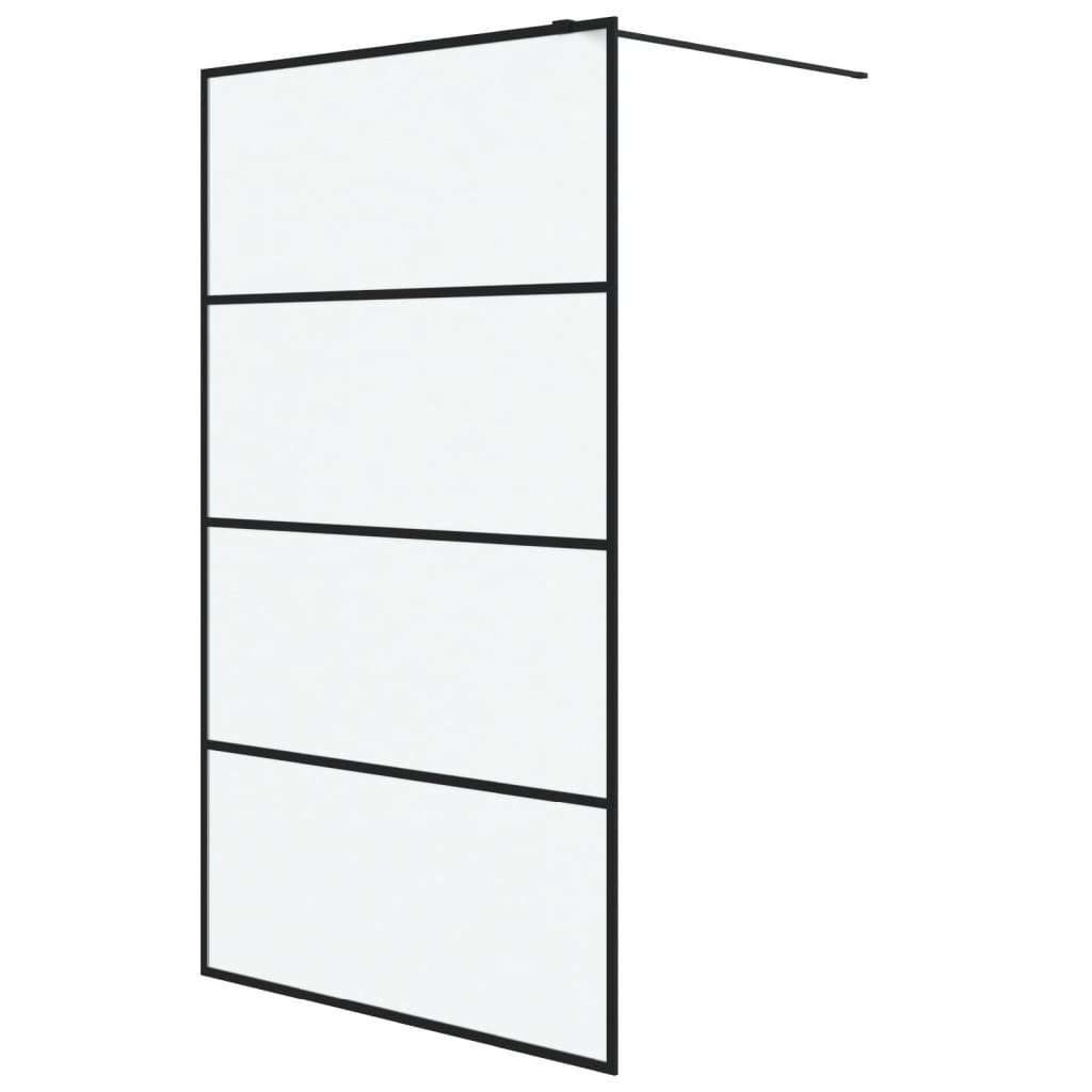 Pregrada za tuš crna 115 x 195 cm s mutnim staklom ESG