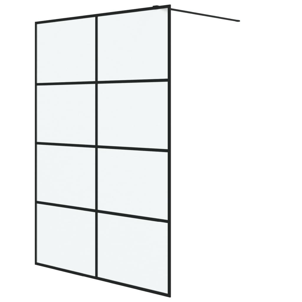 Pregrada za tuš crna 140 x 195 cm s mutnim staklom ESG