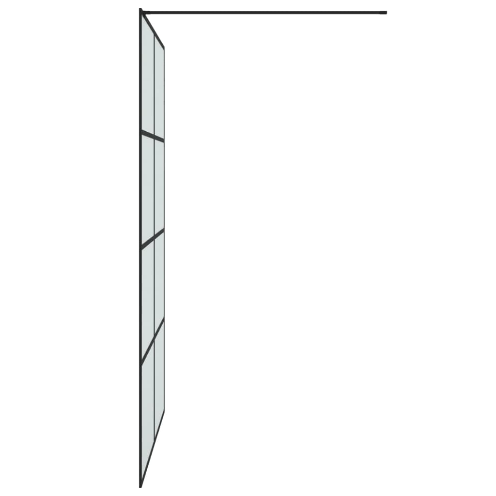 Pregrada za tuš crna 140 x 195 cm s mutnim staklom ESG