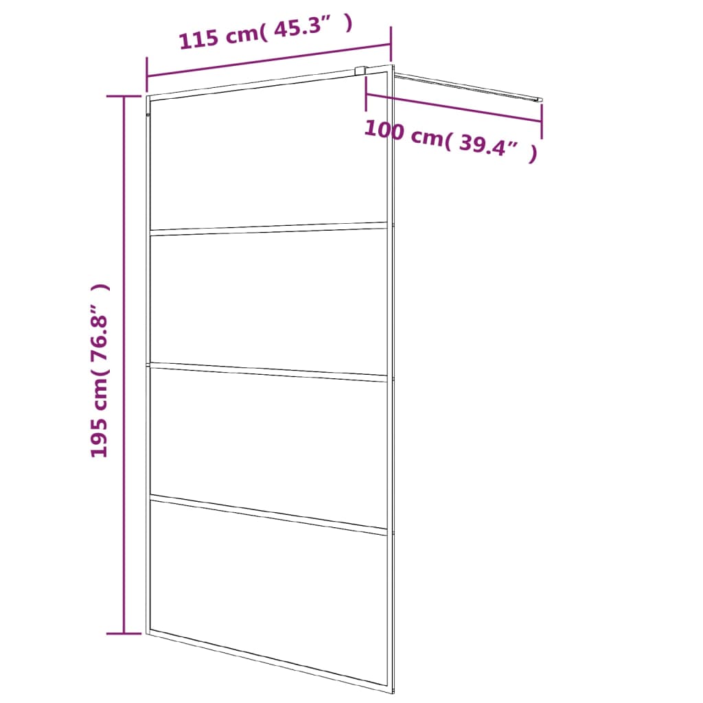Pregrada za tuš srebrna 115 x 195 cm s prozirnim staklom ESG