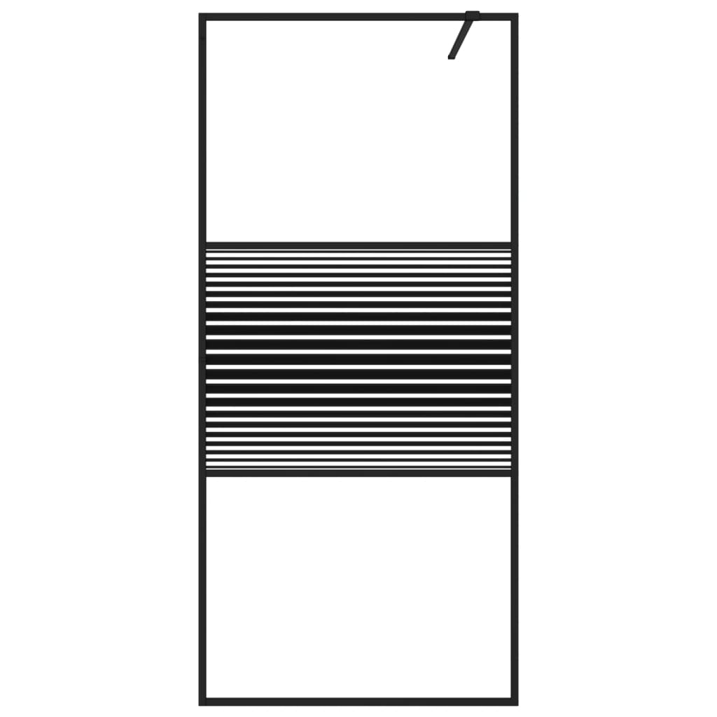 Pregrada za tuš crna 90 x 195 cm s prozirnim staklom ESG