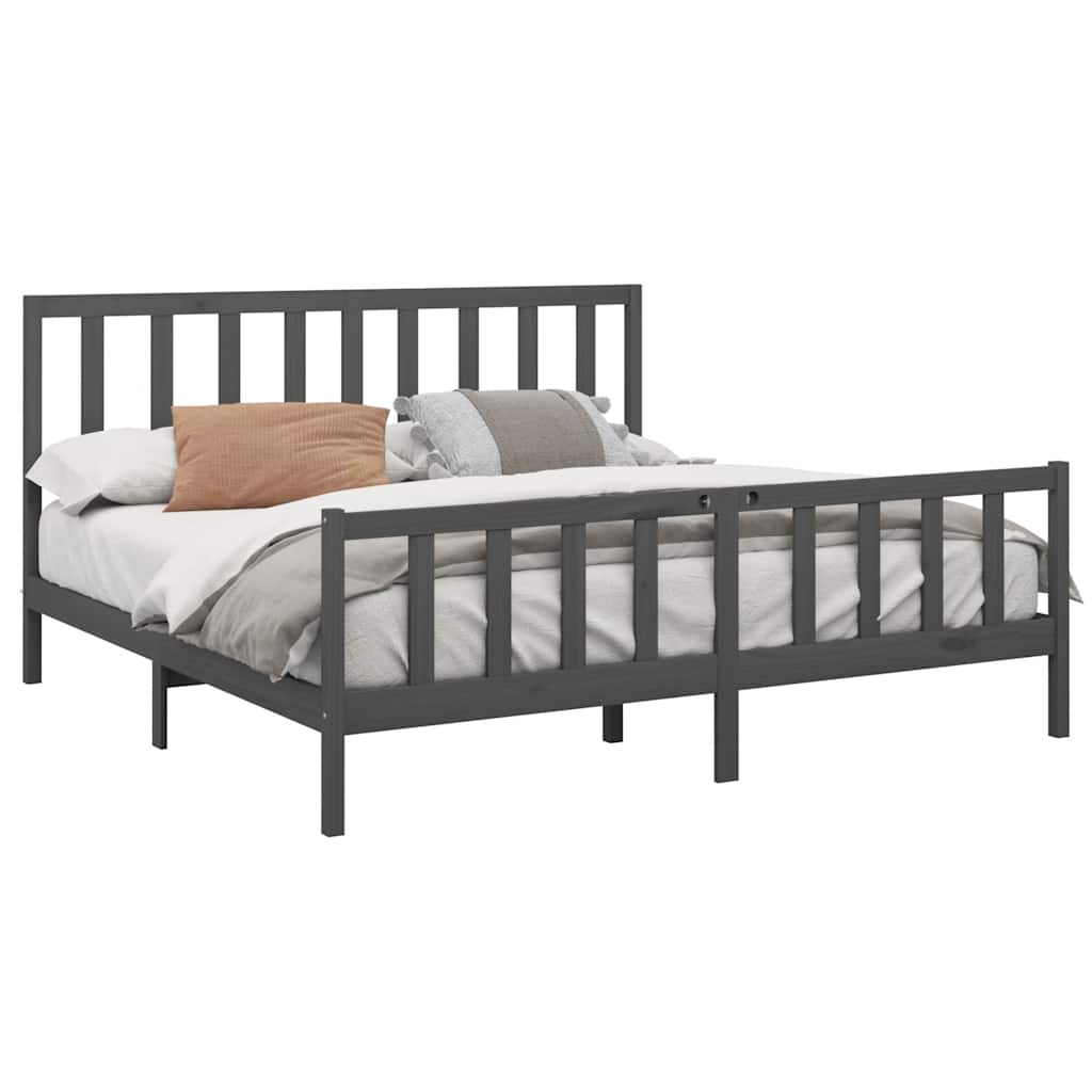 Okvir za krevet od masivne borovine sivi 200 x 200 cm