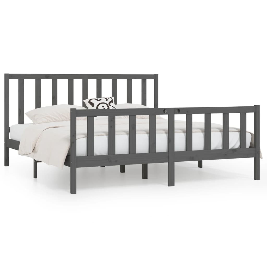 Okvir za krevet od masivne borovine sivi 200 x 200 cm