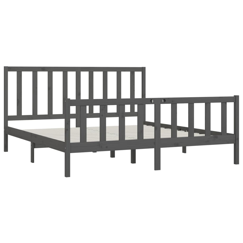 Okvir za krevet od masivne borovine sivi 200 x 200 cm