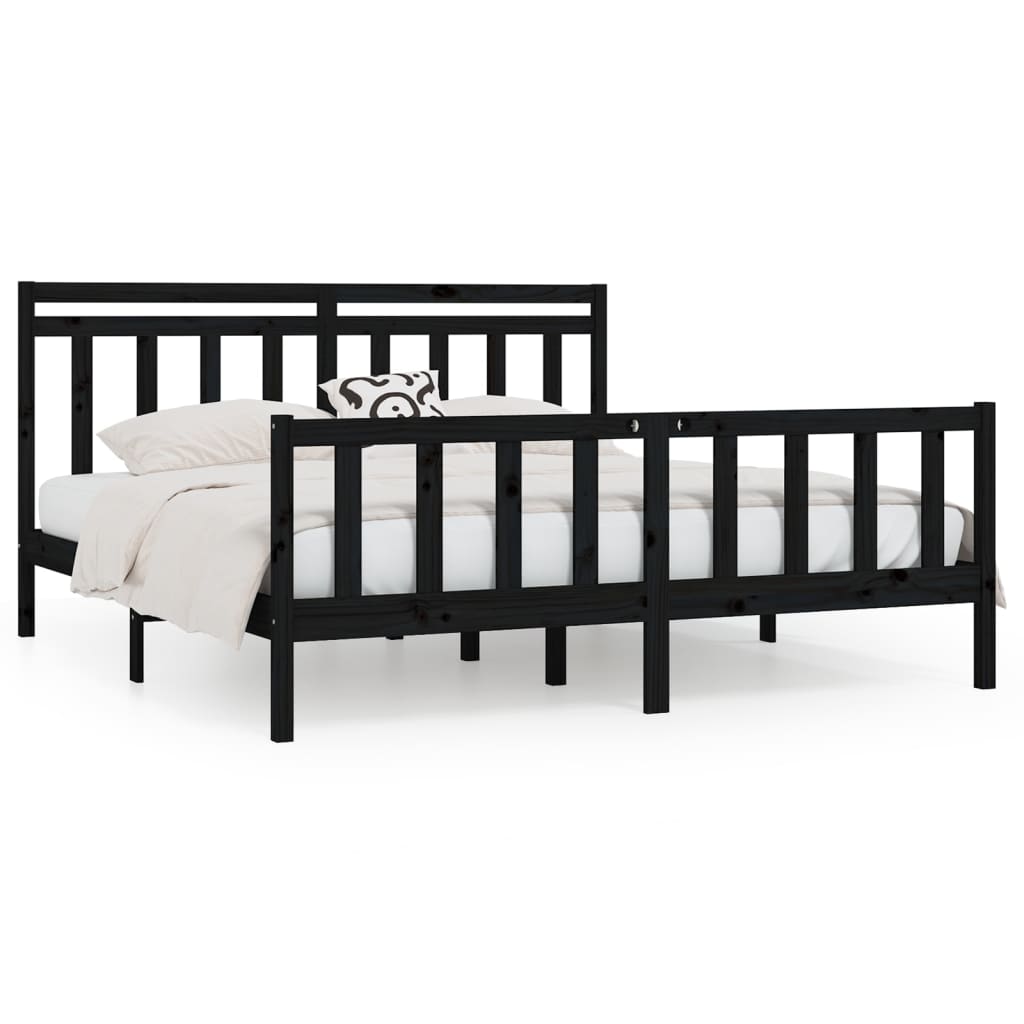 Okvir za krevet od masivne borovine crni 200 x 200 cm