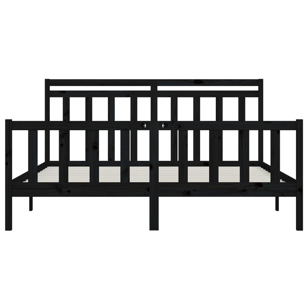 Okvir za krevet od masivne borovine crni 200 x 200 cm
