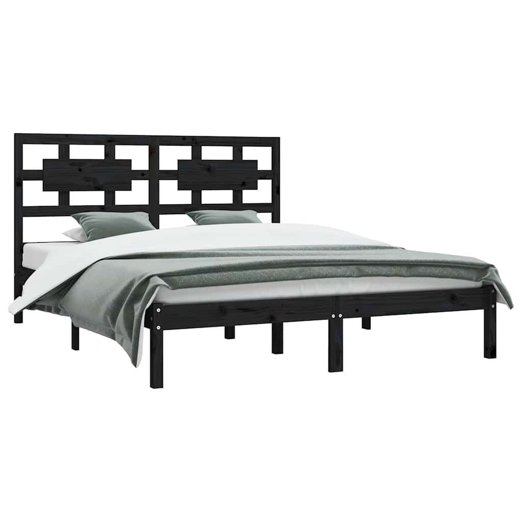 Okvir za krevet od masivne borovine crni 200 x 200 cm