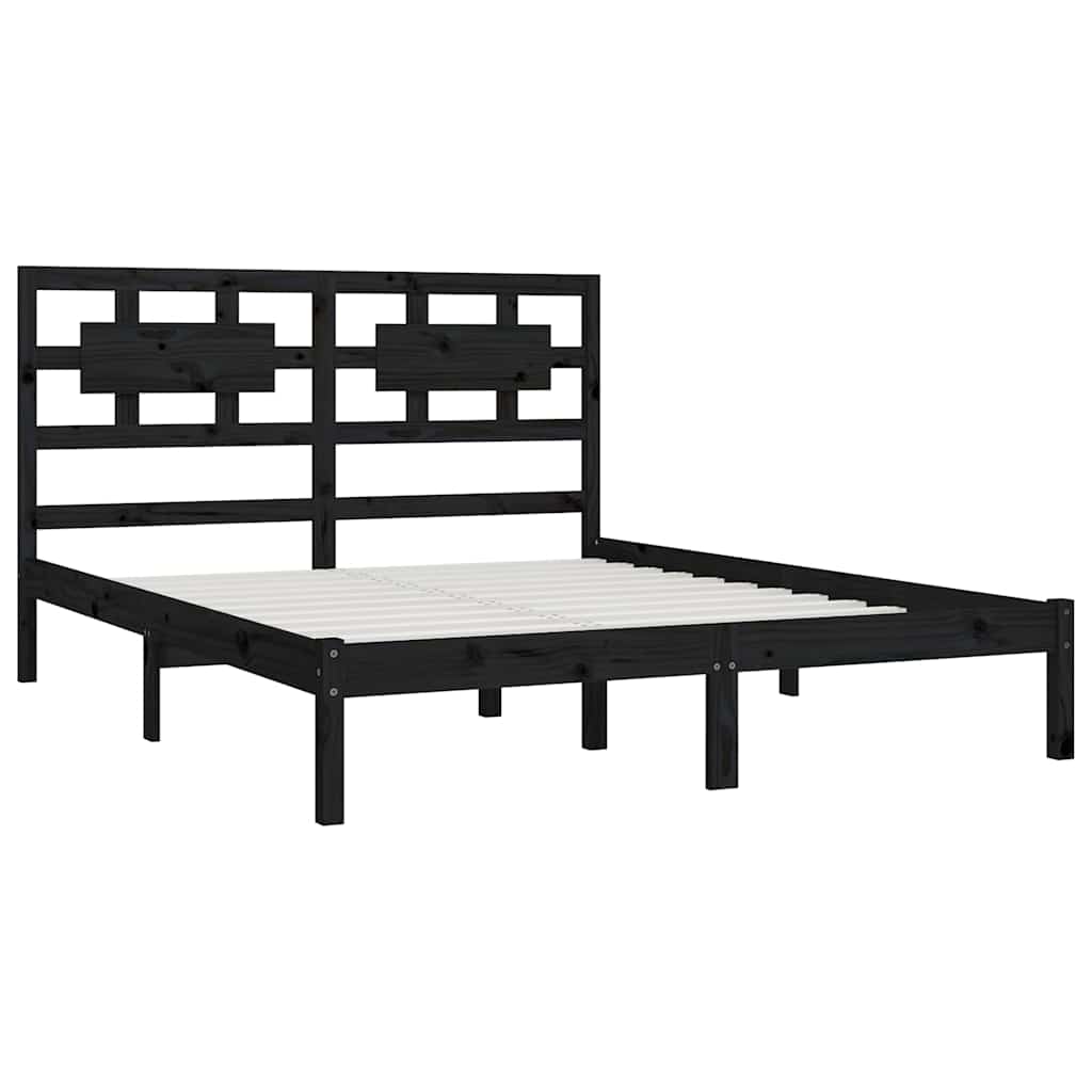 Okvir za krevet od masivne borovine crni 200 x 200 cm