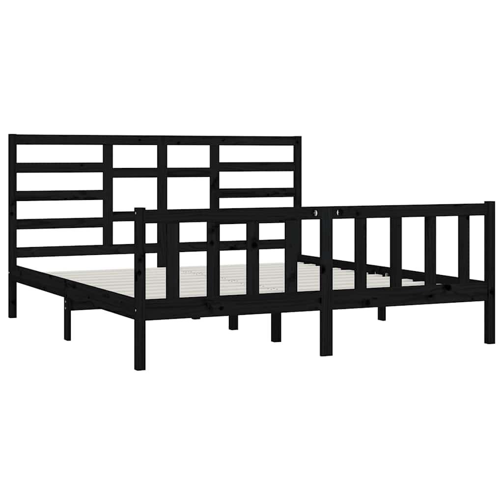 Okvir za krevet od masivne borovine crni 200 x 200 cm