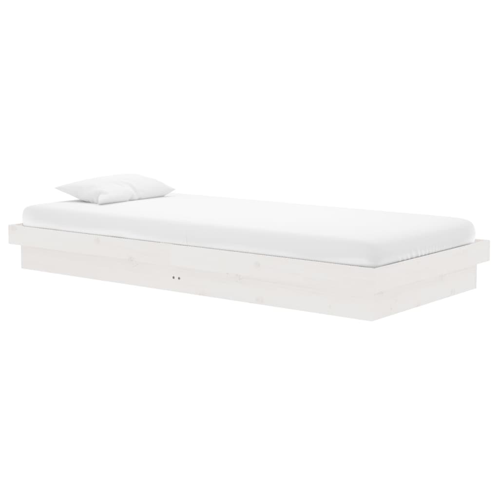 Okvir za krevet od masivnog drva bijeli 90 x 200 cm