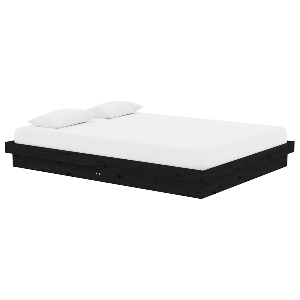 Okvir za krevet od masivnog drva crni 135 x 190 cm bračni