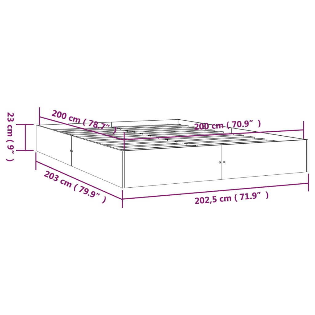 Okvir za krevet od masivnog drva bijeli 200 x 200 cm