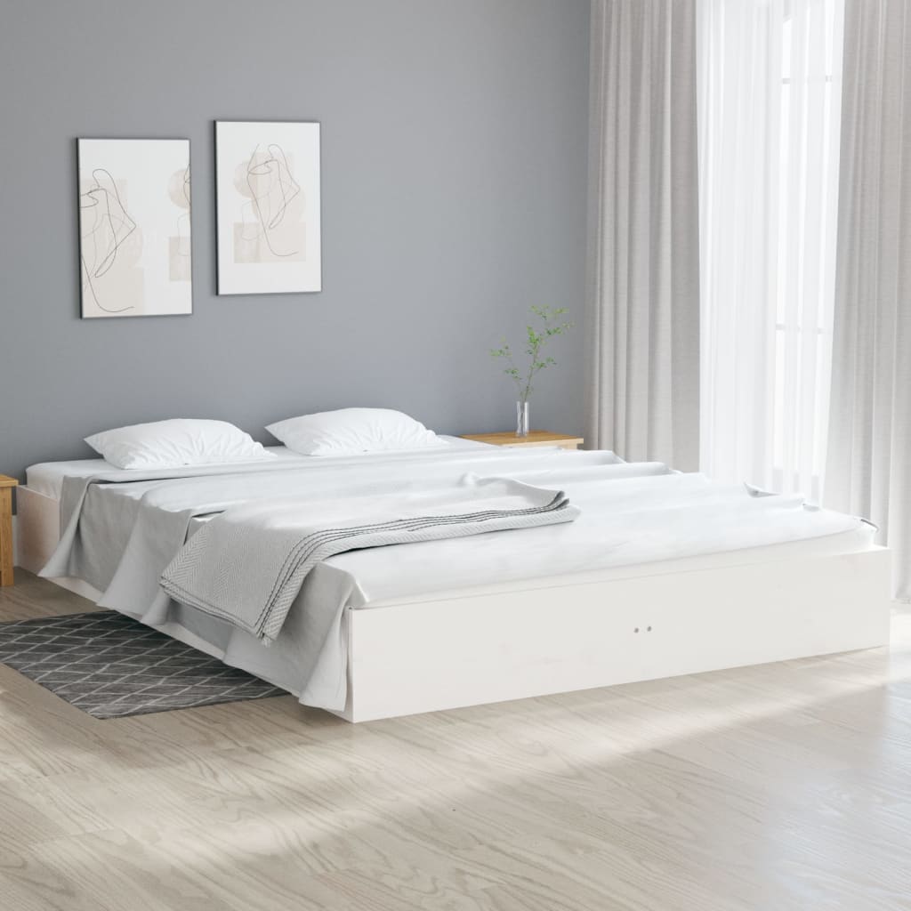 Okvir za krevet od masivnog drva bijeli 200 x 200 cm