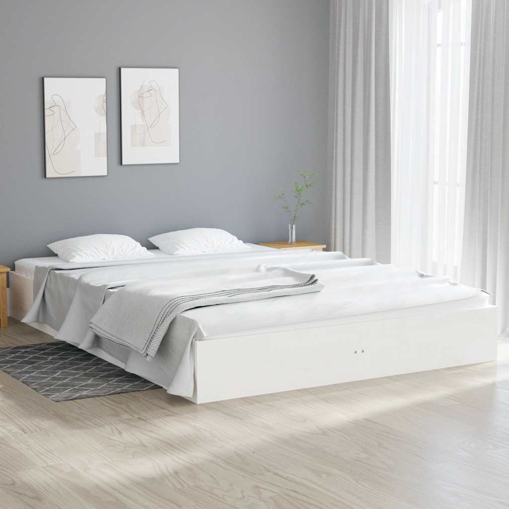 Okvir za krevet od masivnog drva bijeli 200 x 200 cm