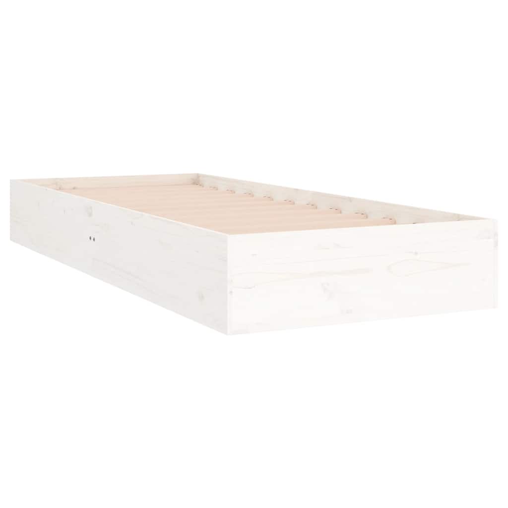 Okvir za krevet od masivnog drva bijeli 75 x 190 cm mali