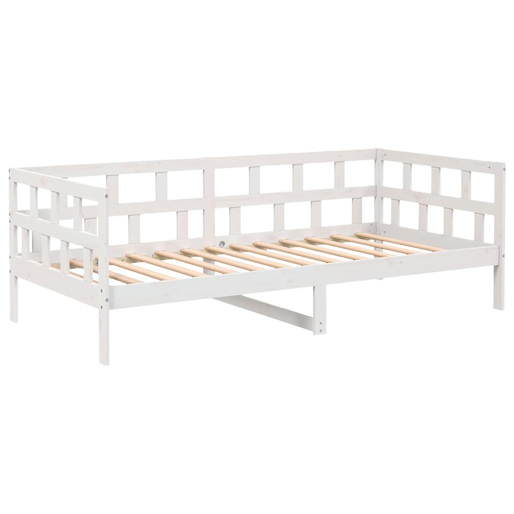 Dnevni ležaj bijeli od masivne borovine 90 x 190 cm