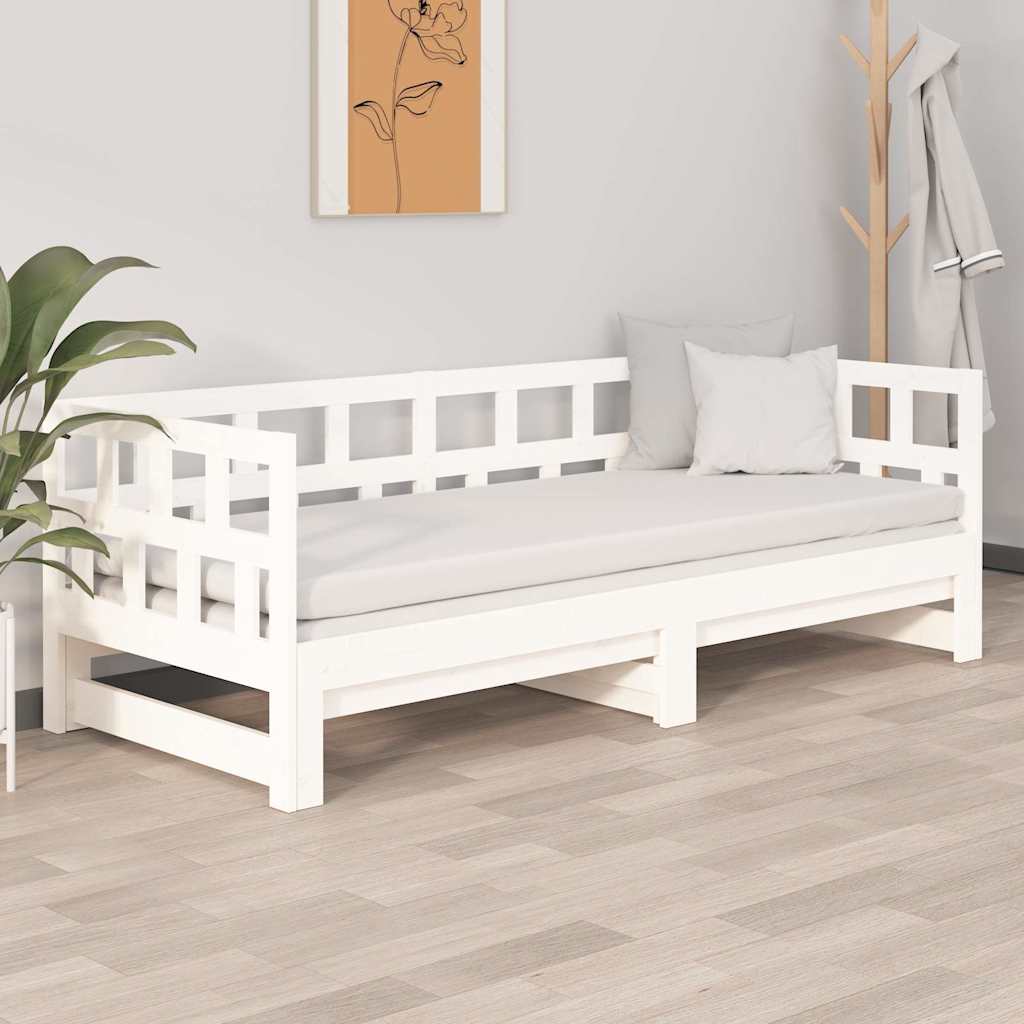 Dnevni ležaj na izvlačenje bijeli 2x(90x200)cm masivna borovina