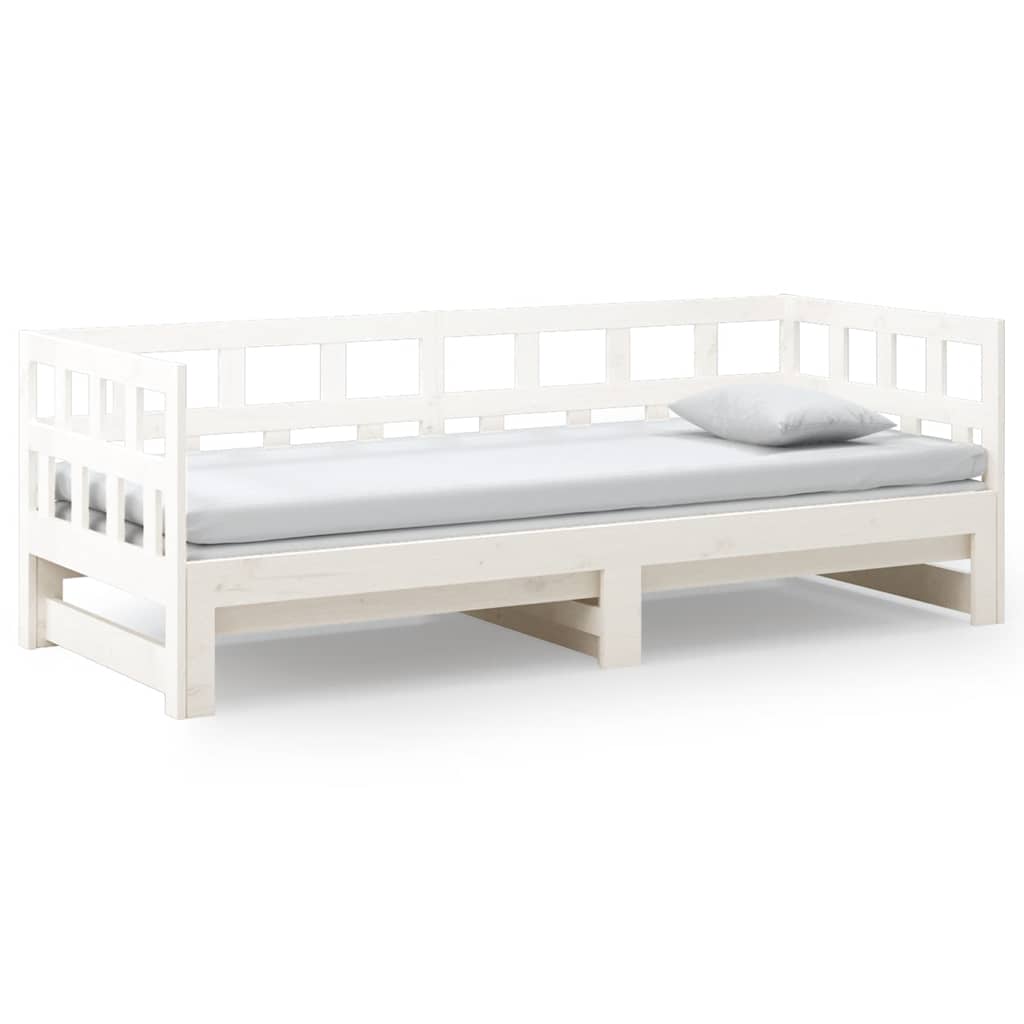 Dnevni ležaj na izvlačenje bijeli 2x(90x200)cm masivna borovina