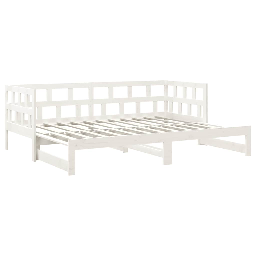 Dnevni ležaj na izvlačenje bijeli 2x(90x200)cm masivna borovina