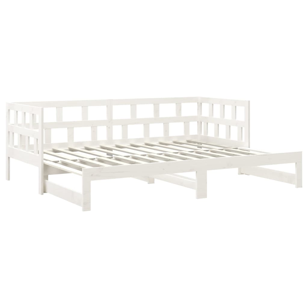 Dnevni ležaj na izvlačenje 2 x (80 x 200) cm bijeli od borovine
