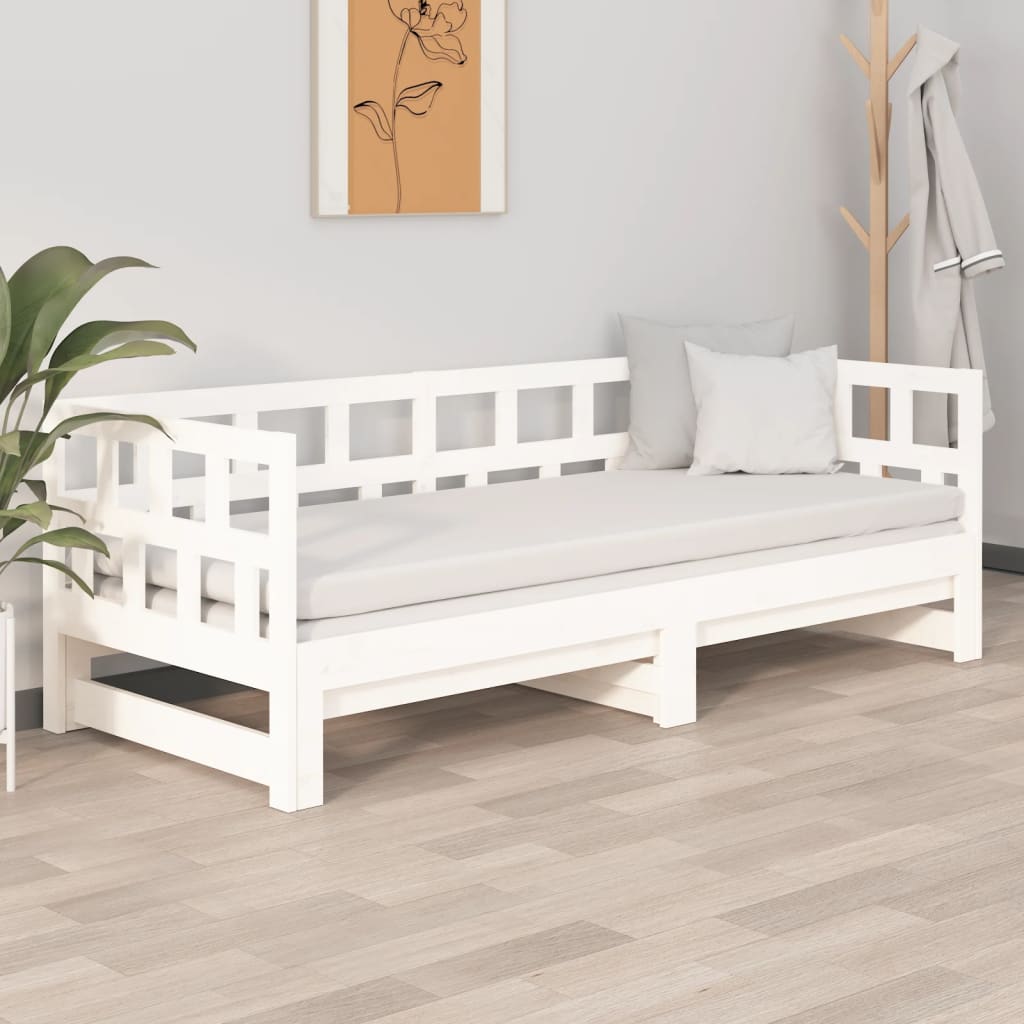 Dnevni ležaj na izvlačenje bijeli 2x(90x190)cm masivna borovina