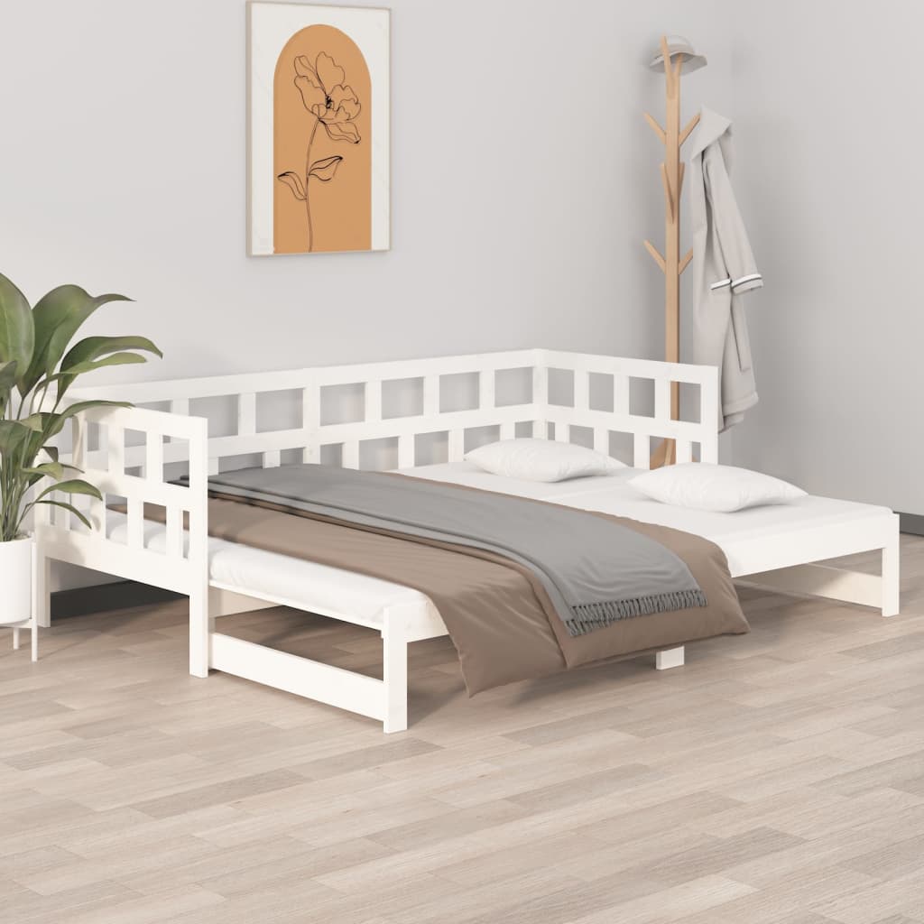 Dnevni ležaj na izvlačenje bijeli 2x(90x190)cm masivna borovina