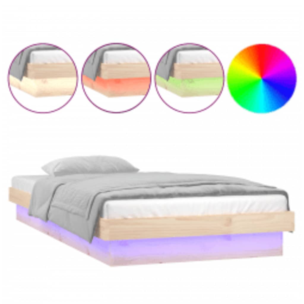 LED okvir za krevet 100 x 200 cm od masivnog drva