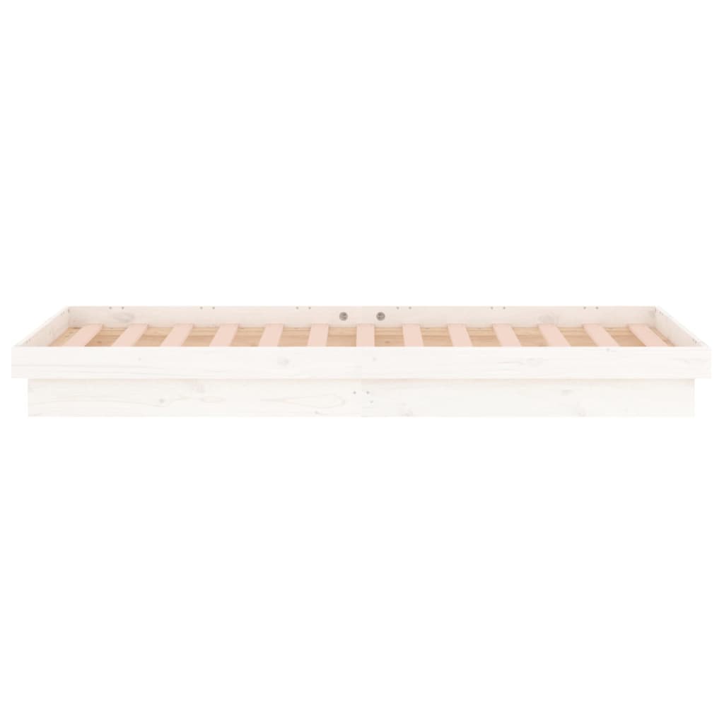 LED okvir kreveta bijeli 90 x 190 cm mali od masivnog drva