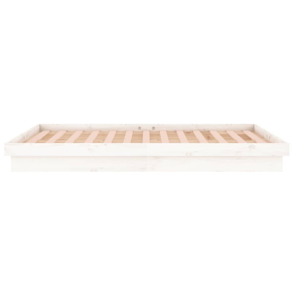 LED okvir za krevet bijela 140 x 190 cm od masivnog drva