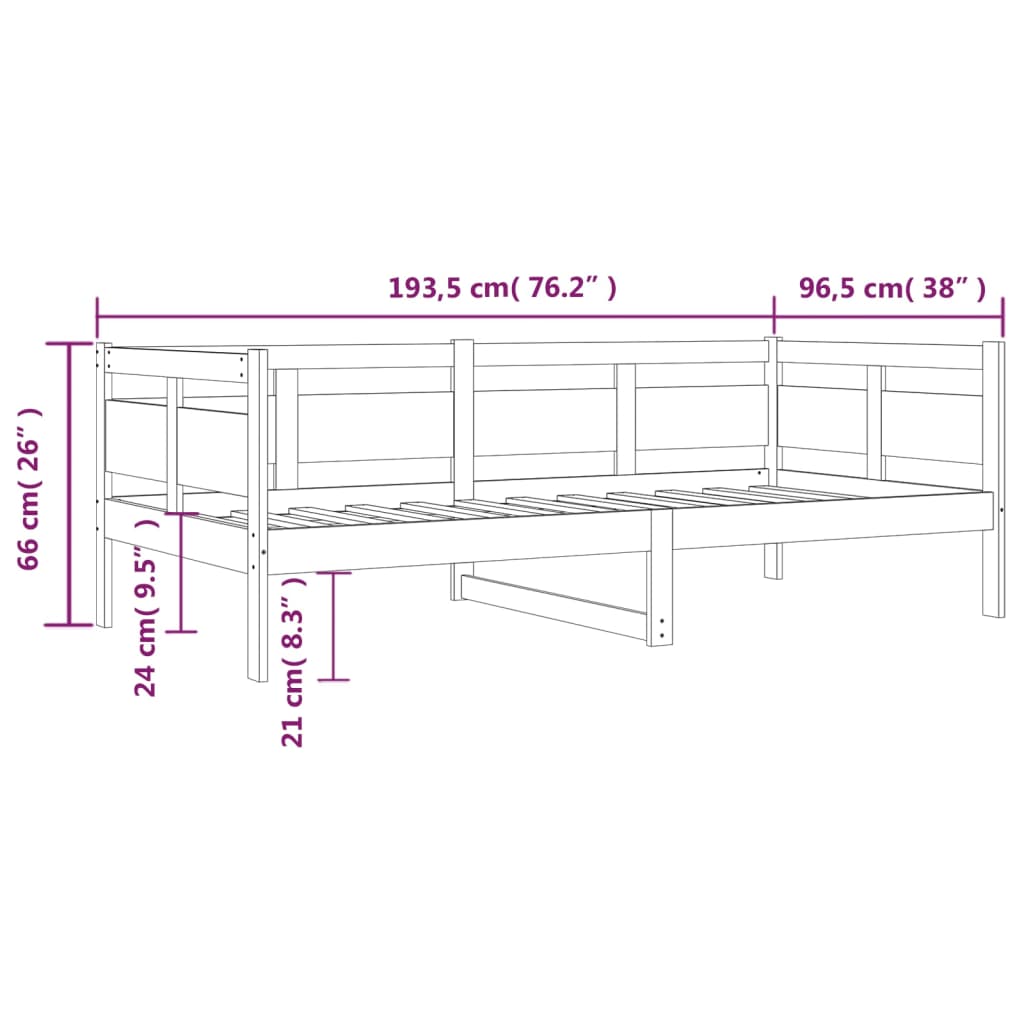 Dnevni ležaj od masivne borovine 90 x 190 cm