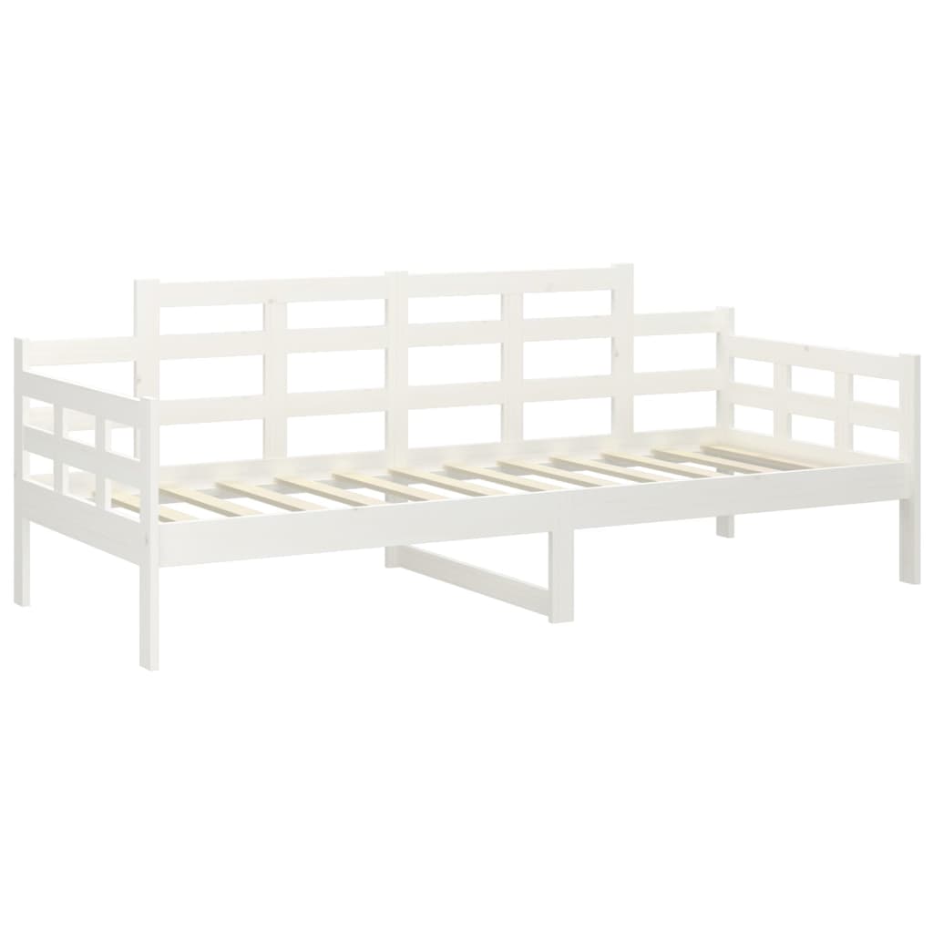 Dnevni ležaj bijeli od masivne borovine 90 x 190 cm