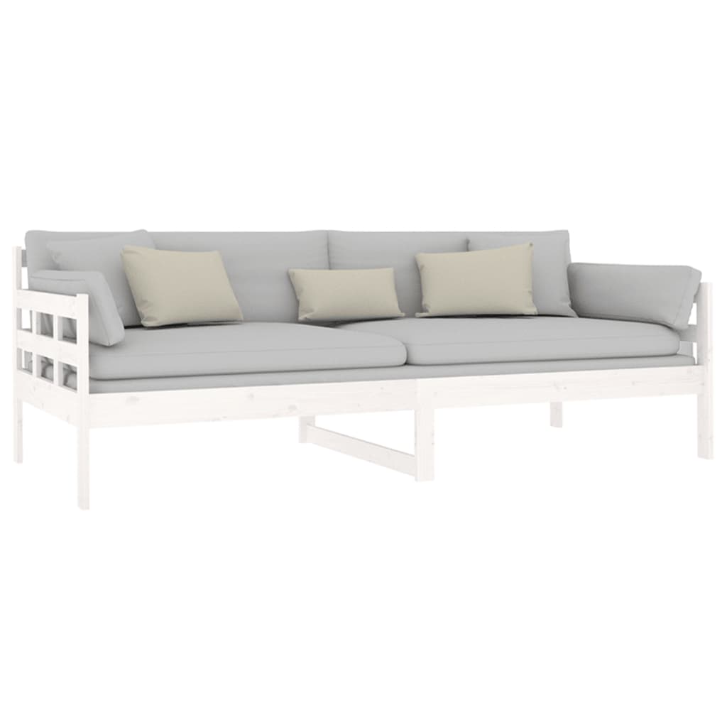 Dnevni ležaj bijeli od masivne borovine 90 x 200 cm