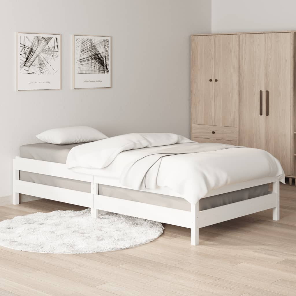 Složivi krevet bijeli 90x190 cm od masivne borovine
