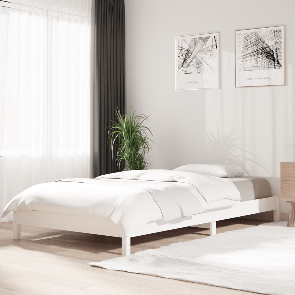 Složivi krevet bijeli 90x190 cm od masivne borovine